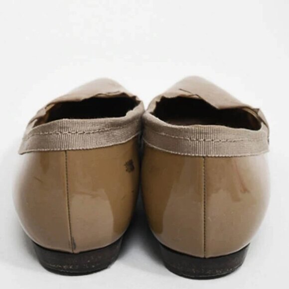 LANVIN TAN PATENT LEATHER POINTED TOE FLATS WITH RIBBON TRIM SIZE 36 - Picture 4 of 16
